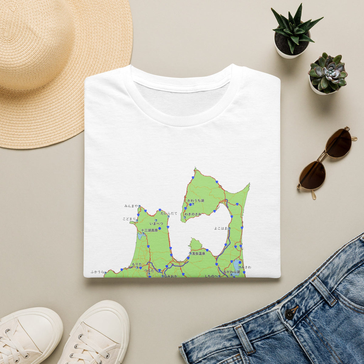 Aomori Michi-no-Eki Map T-Shirt | All 28 Roadside Stations