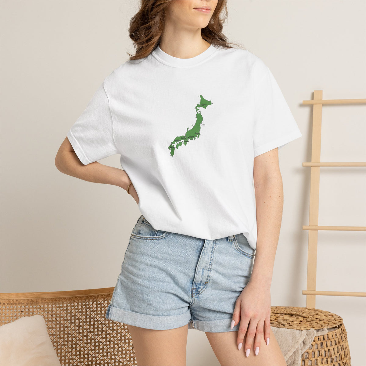 日本列島マップ Tシャツ｜主要都市入り｜Japan Map｜ユニセックス コットンTシャツ