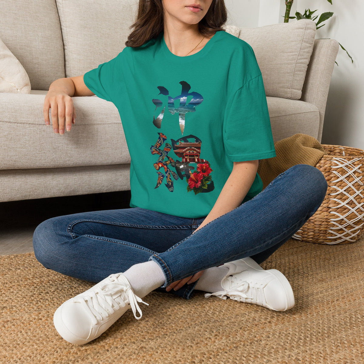 沖縄 風景漢字 Tシャツ｜大自然アート｜ユニセックス コットンTシャツ