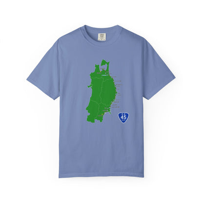 国道４５号線 仙台～青森ルートマップ Tシャツ｜ユニセックス コットンTシャツ