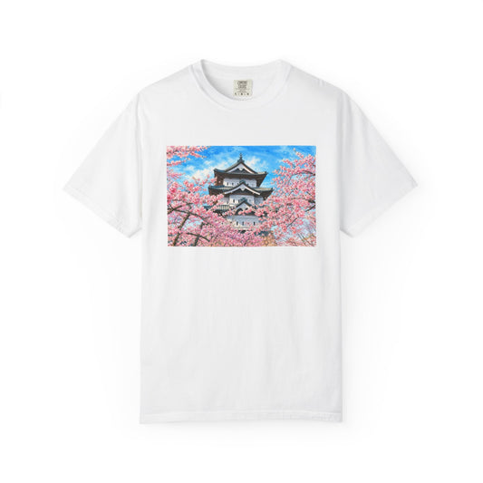 弘前城と桜 Tシャツ｜日本の春風景｜ユニセックス コットンTシャツ