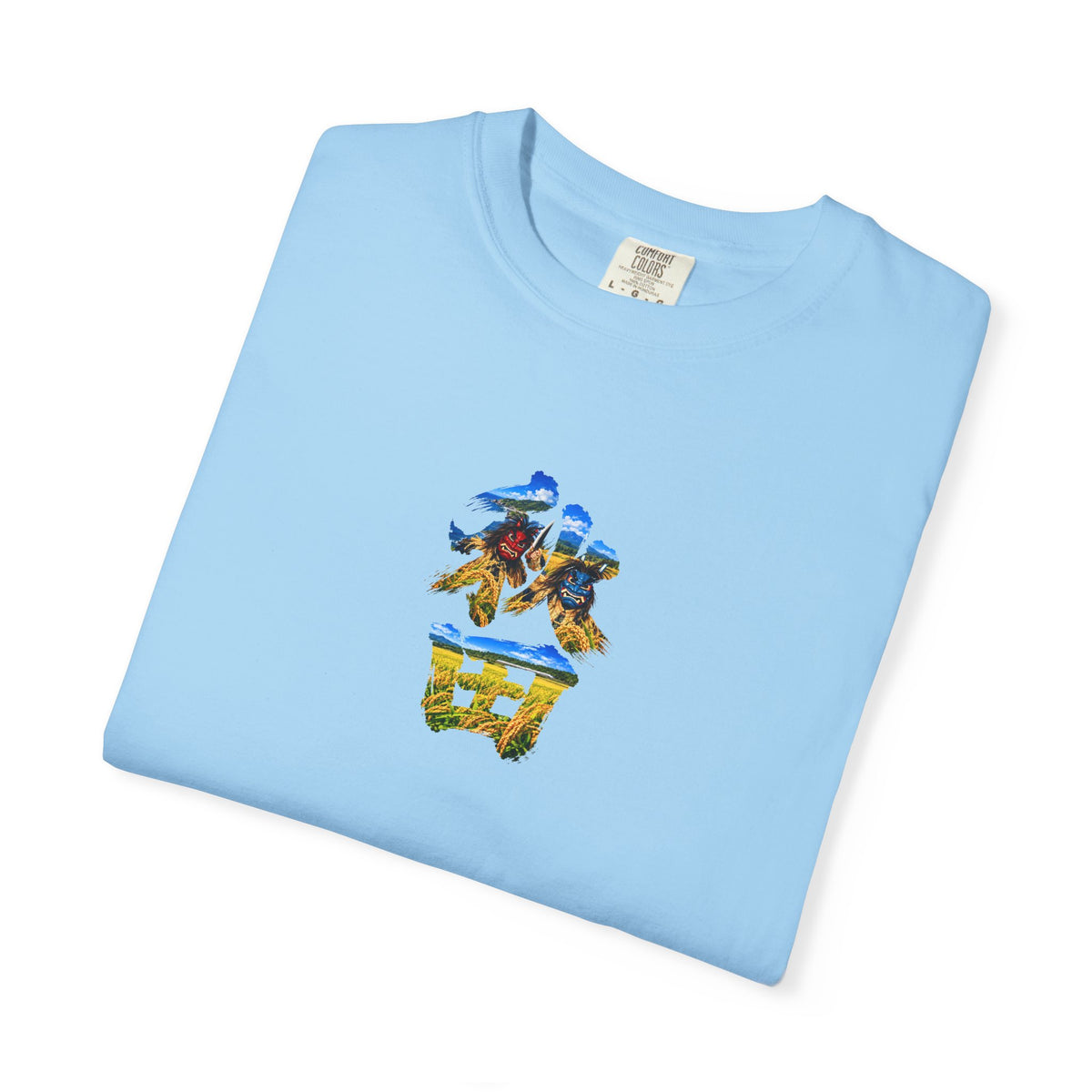 秋田　なまはげ　と　稲穂　毛筆Tシャツ｜男鹿半島・田んぼ風景デザイン