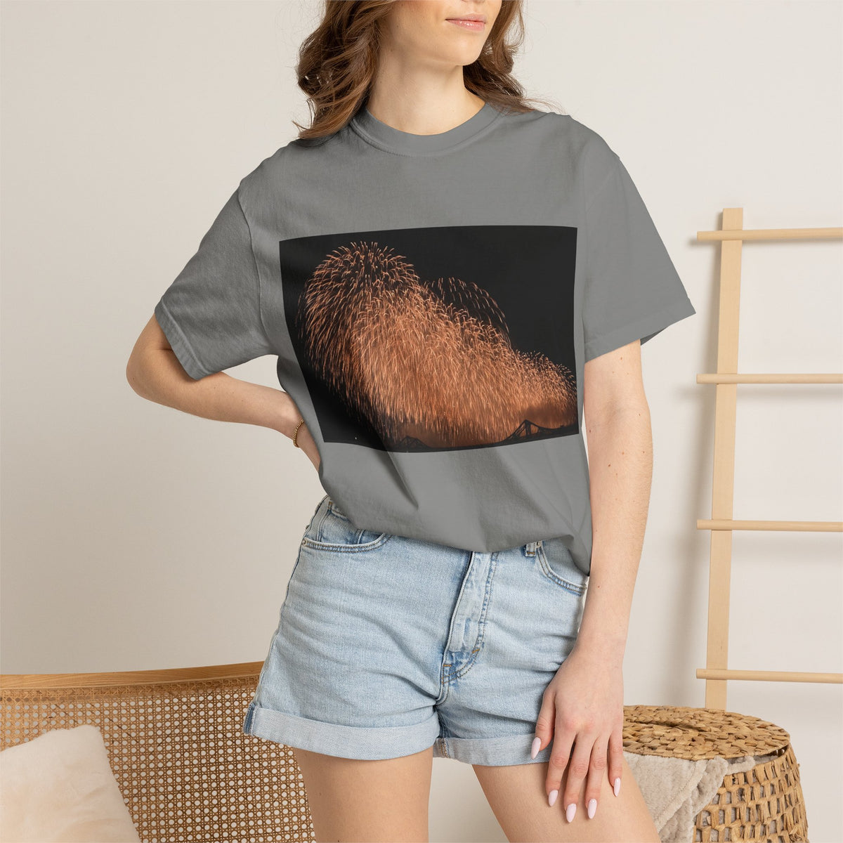 不死鳥のごとき大輪の華Tシャツ（2026年版） — 日本三大花火の街、2026年、長生橋、復興祈願の巨大花火