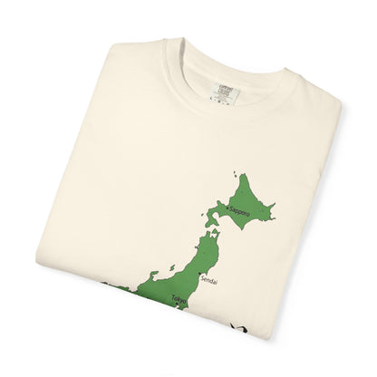日本列島マップ Tシャツ｜主要都市入り｜Japan Map｜日本｜ユニセックス コットンTシャツ