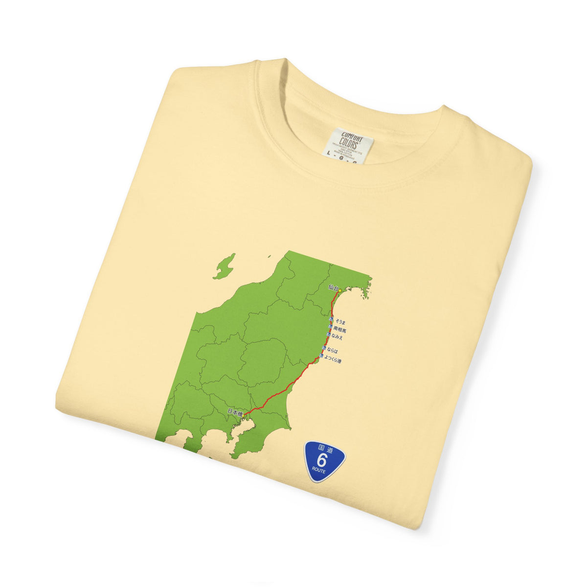 国道６号線 日本橋～仙台ルートマップ Tシャツ｜ユニセックス コットンTシャツ