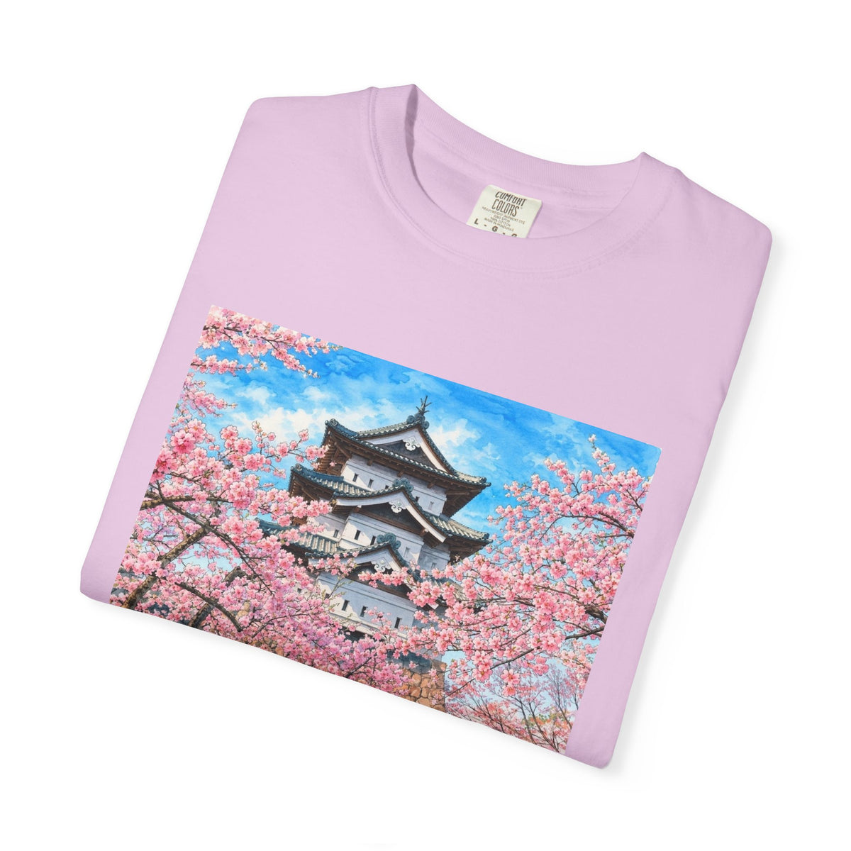 弘前城と桜 Tシャツ｜日本の春風景｜ユニセックス コットンTシャツ