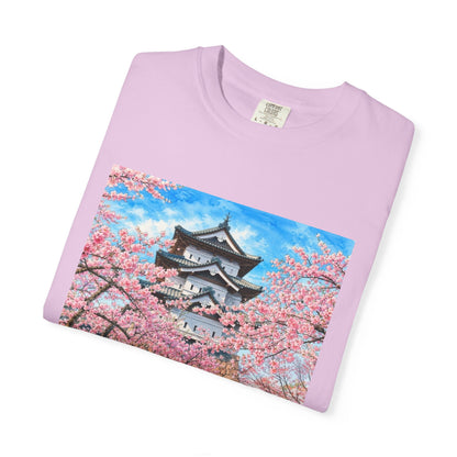 弘前城と桜 Tシャツ｜日本の春風景｜ユニセックス コットンTシャツ
