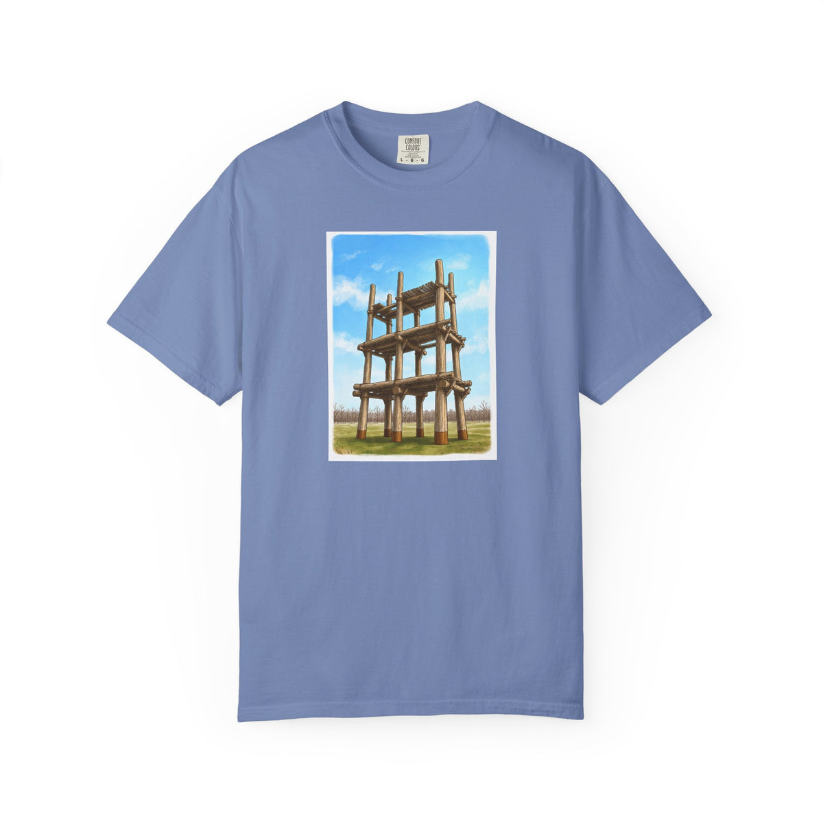 三内丸山遺跡 Tシャツ｜大型掘立柱建物｜縄文文化デザイン｜ユニセックス コットンTシャツ