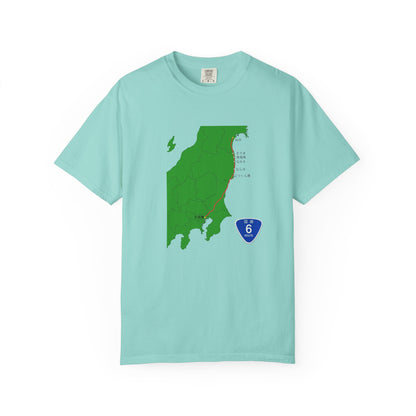 国道６号線 日本橋～仙台ルートマップ Tシャツ｜ユニセックス コットンTシャツ