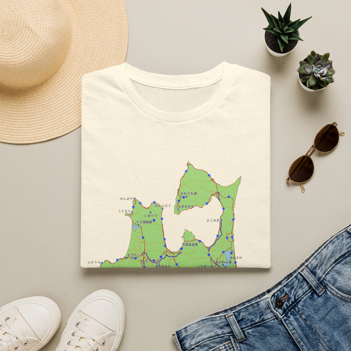 Aomori Michi-no-Eki Map T-Shirt | All 28 Roadside Stations