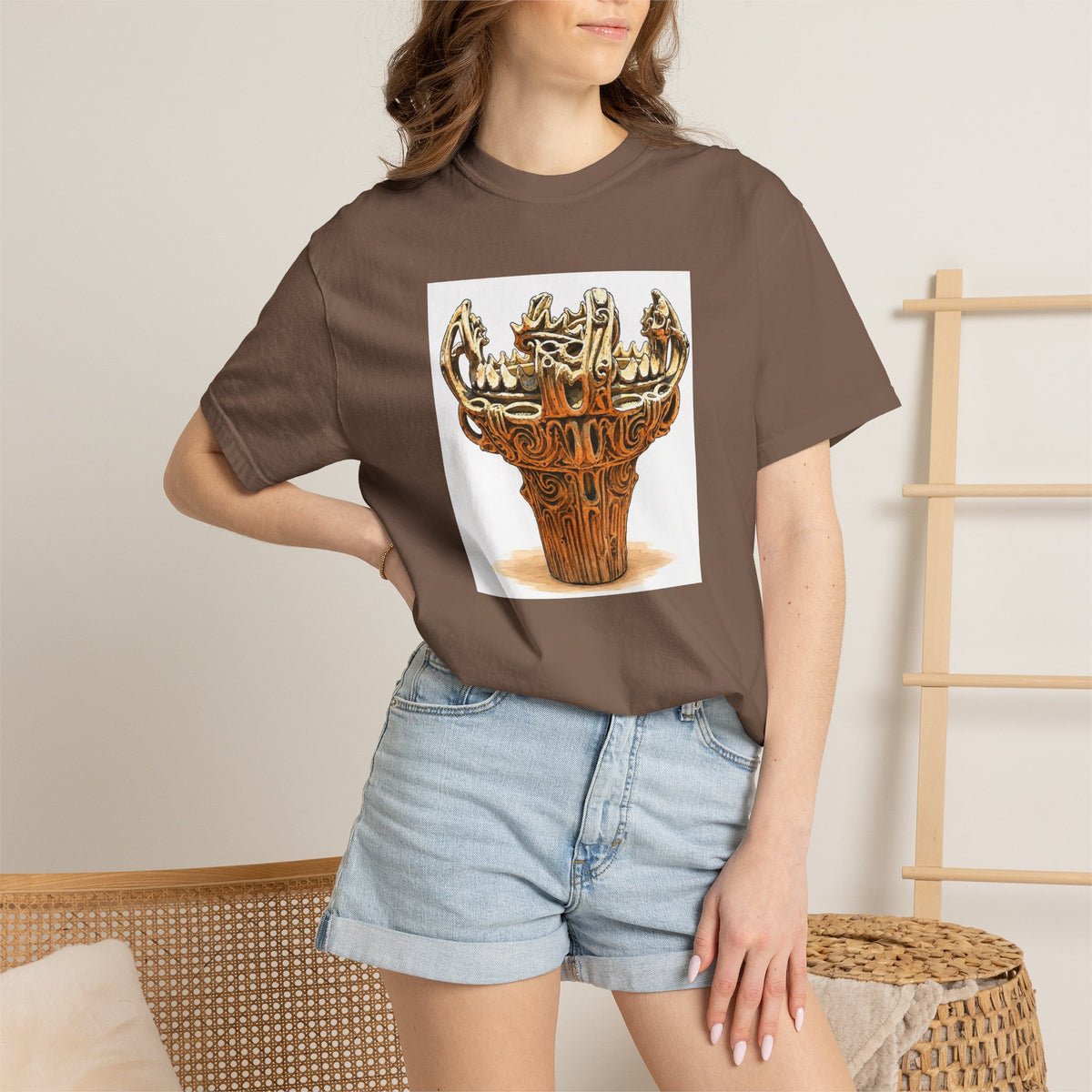 火焔型土器 Tシャツ｜縄文文化デザイン｜ユニセックス コットンTシャツ