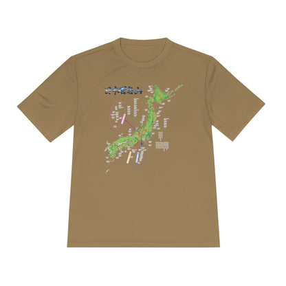 日本百名山マップTシャツ｜100名山・標高記載・速乾ユニセックス・見やすさ重視マップ・ポリエステル１００％