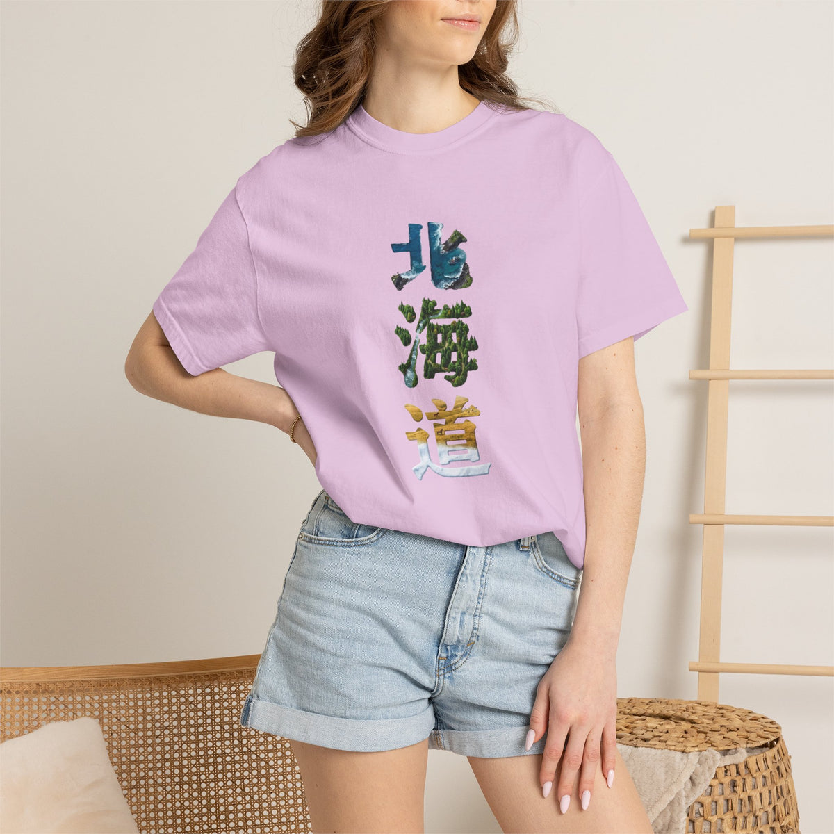 北海道 風景漢字 Tシャツ｜大自然アート｜ユニセックス コットンTシャツ