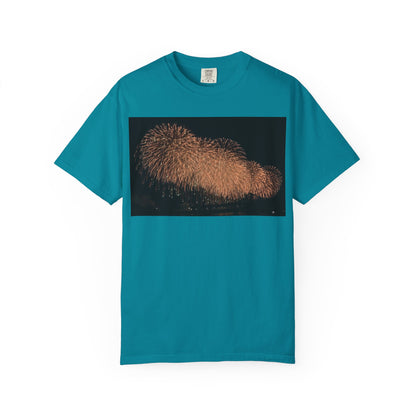 夜空を彩る大輪の華Tシャツ（2026年版） — 日本三大花火の街、2026年、長生橋、超大型ベスビアス風大花火