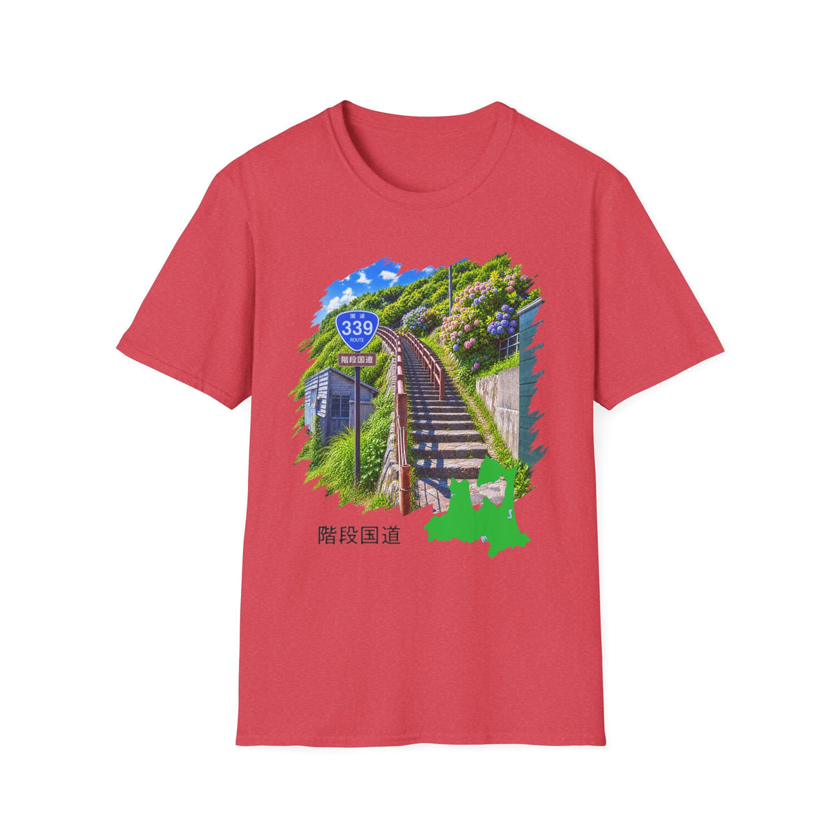 国道３３９号線　階段国道Tシャツ　 — 青森　道の駅４ヵ所ルートマップ