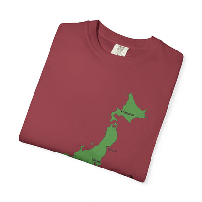 日本列島マップ Tシャツ｜主要都市入り｜Japan Map｜日本｜ユニセックス コットンTシャツ