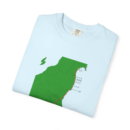 国道６号線 日本橋～仙台ルートマップ Tシャツ｜ユニセックス コットンTシャツ