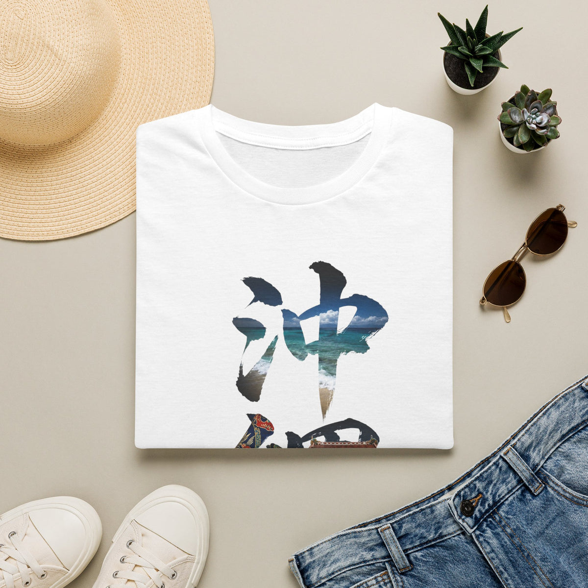 沖縄 風景漢字 Tシャツ｜大自然アート｜ユニセックス コットンTシャツ