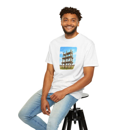 三内丸山遺跡 Tシャツ｜大型掘立柱建物｜縄文文化デザイン｜ユニセックス コットンTシャツ
