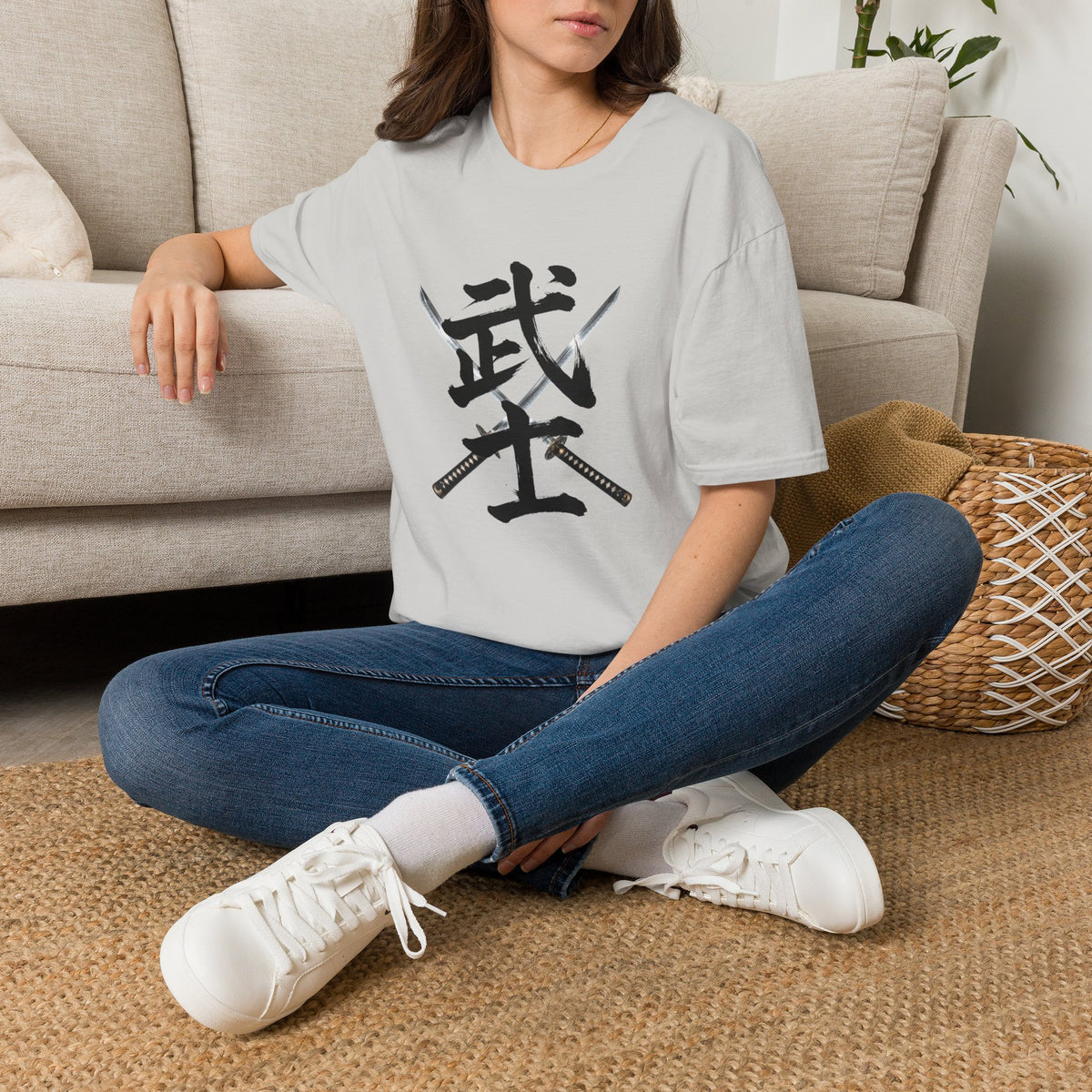 武士 漢字 Tシャツ｜戦国・日本文化｜ユニセックス コットンTシャツ