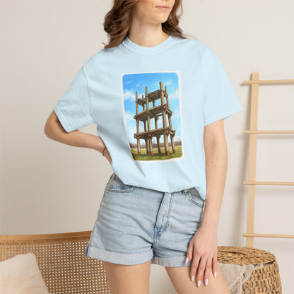 三内丸山遺跡 Tシャツ｜大型掘立柱建物｜縄文文化デザイン｜ユニセックス コットンTシャツ