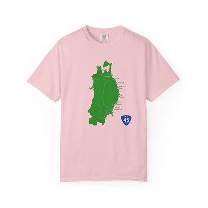 国道４５号線 仙台～青森ルートマップ Tシャツ｜ユニセックス コットンTシャツ