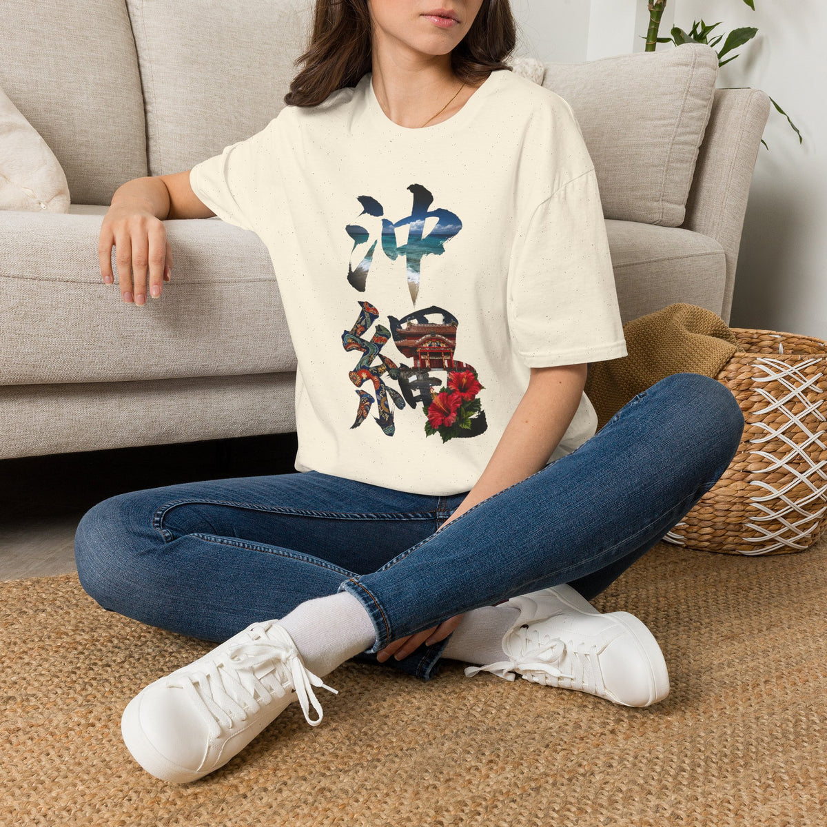 沖縄 風景漢字 Tシャツ｜大自然アート｜ユニセックス コットンTシャツ