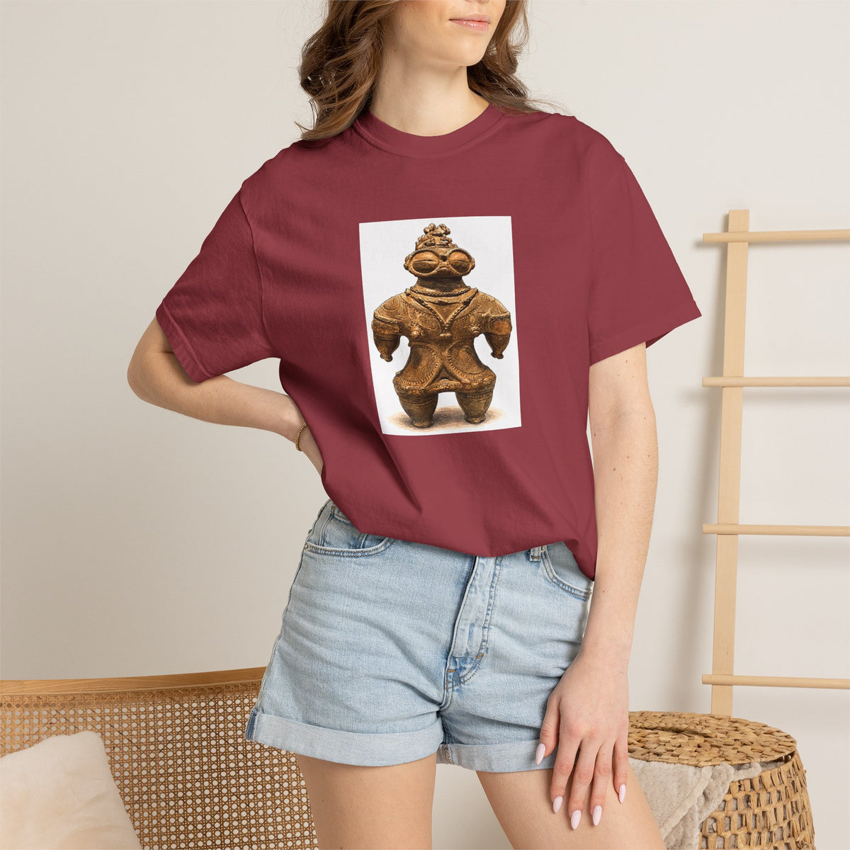遮光器土偶 Tシャツ｜縄文文化デザイン｜ユニセックス コットンTシャツ