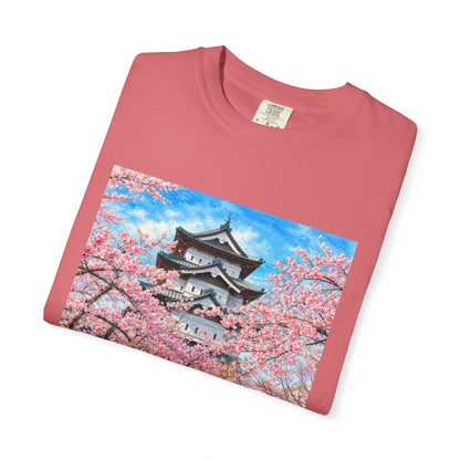 弘前城と桜 Tシャツ｜日本の春風景｜ユニセックス コットンTシャツ