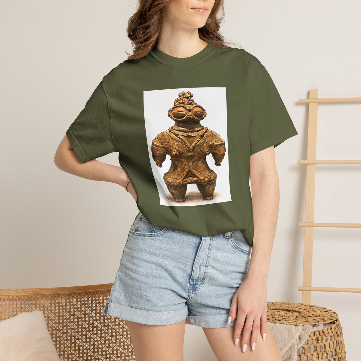 遮光器土偶 Tシャツ｜縄文文化デザイン｜ユニセックス コットンTシャツ