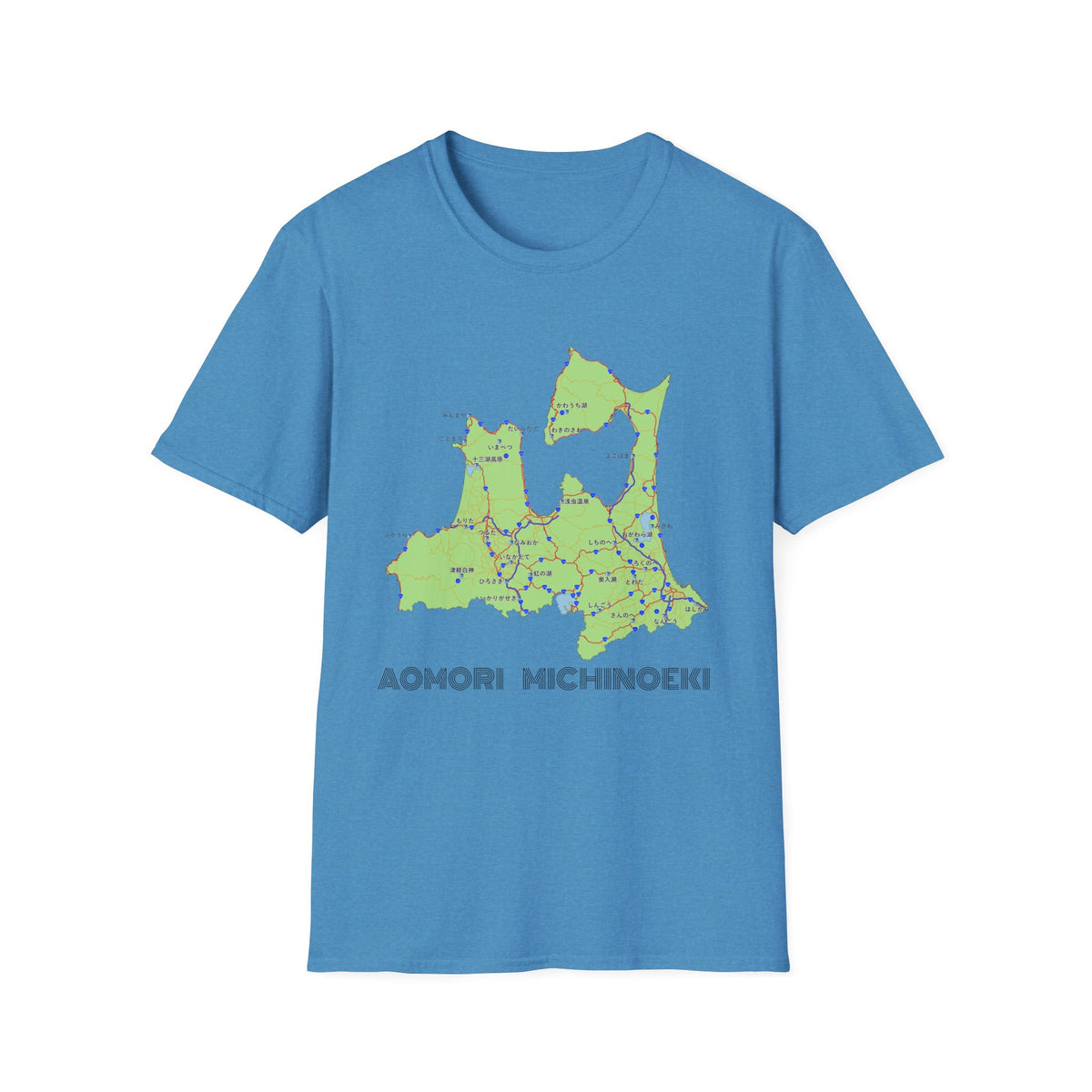 青森県道の駅マップTシャツ —  道の駅全28所