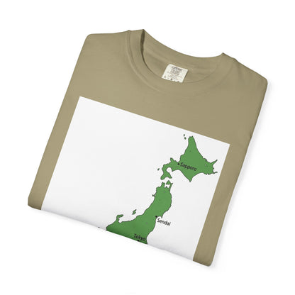 日本列島マップ Tシャツ｜主要都市入り｜Japan Map｜ユニセックス コットンTシャツ