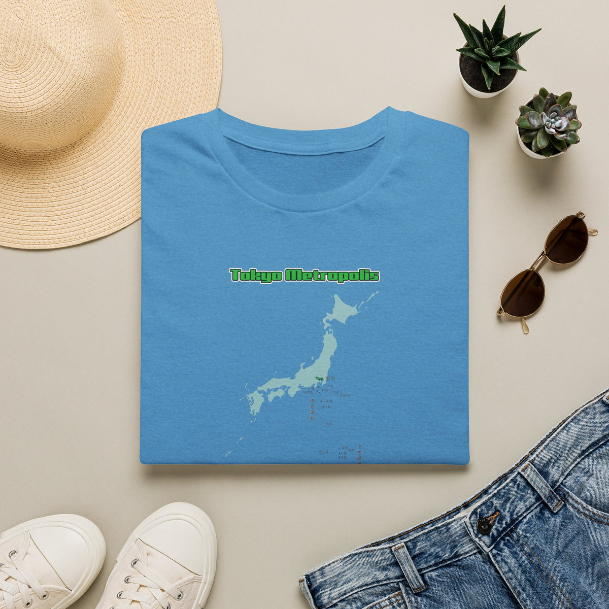 東京都 地図デザインTシャツ｜TOKYO METROPOLIS・伊豆諸島・小笠原諸島｜ユニセックス コットンTシャツ