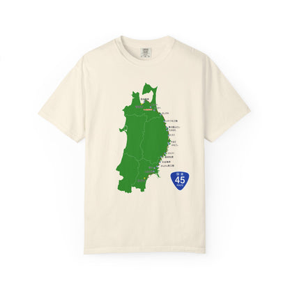 国道４５号線 仙台～青森ルートマップ Tシャツ｜震災復興｜ユニセックス コットンTシャツ