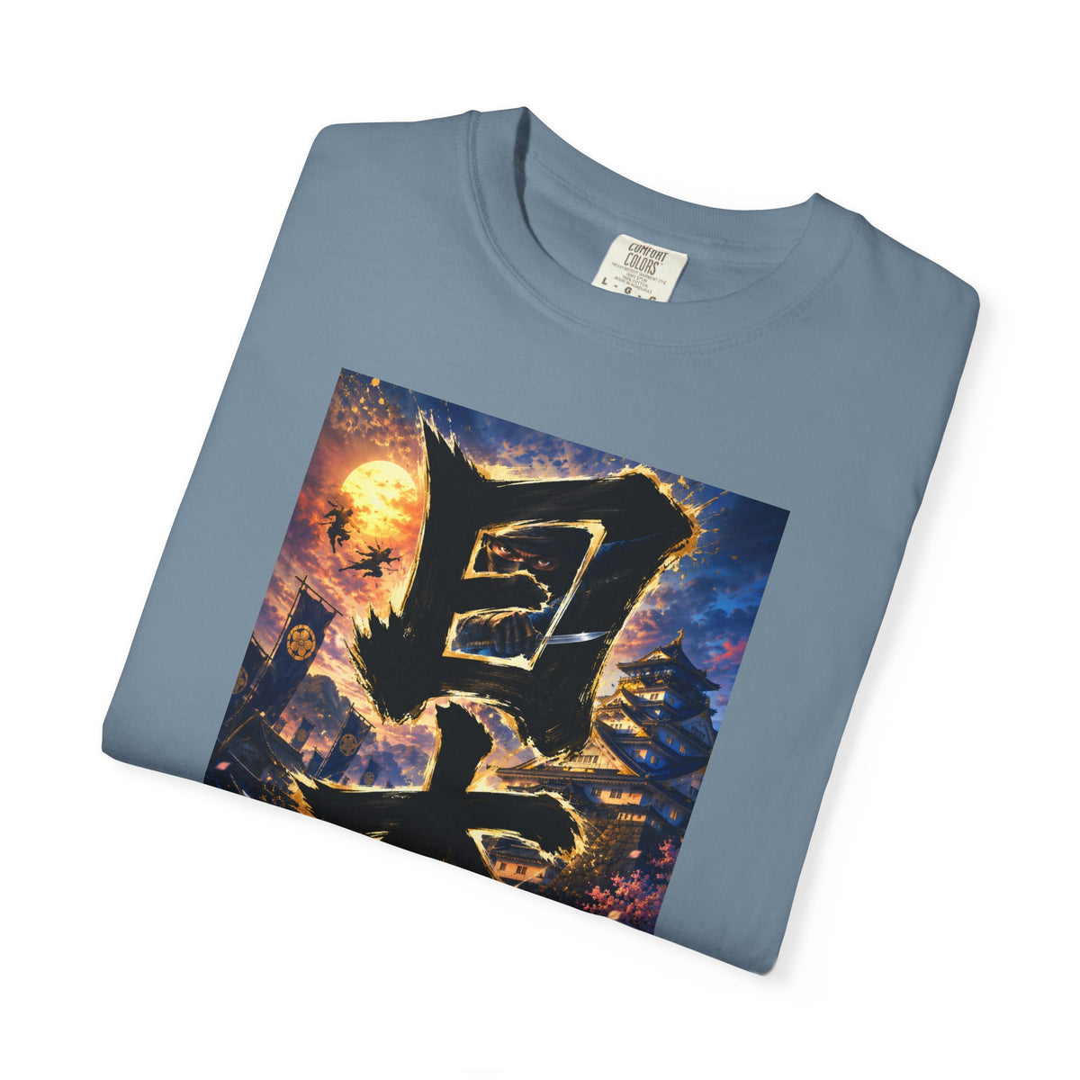日本 書道・忍者・城デザイン Tシャツ｜和風アート｜ユニセックス コットンTシャツ