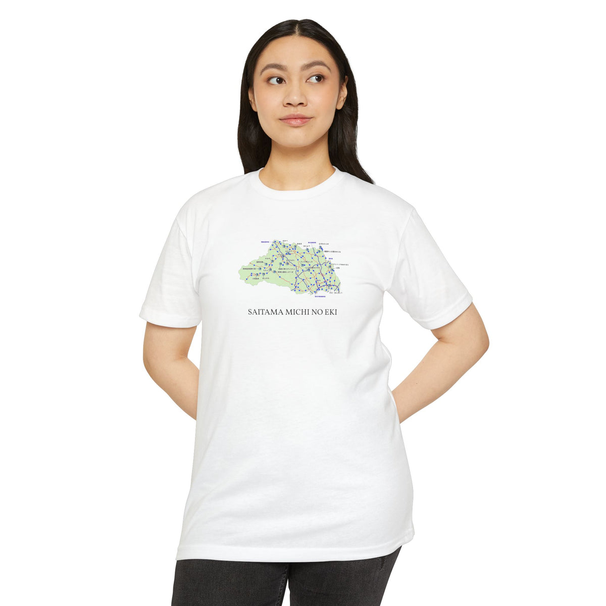 Saitama Michi no Eki Map T-Shirt | 21 Roadside Stations & Road Map