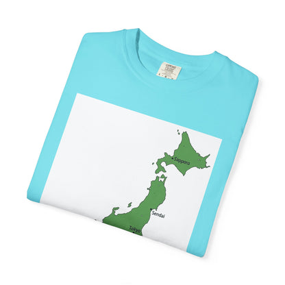 日本列島マップ Tシャツ｜主要都市入り｜Japan Map｜ユニセックス コットンTシャツ