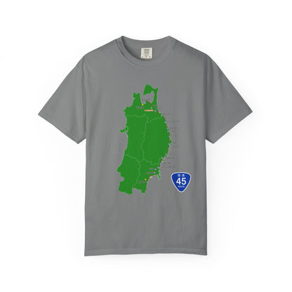国道４５号線 仙台～青森ルートマップ Tシャツ｜震災復興｜ユニセックス コットンTシャツ