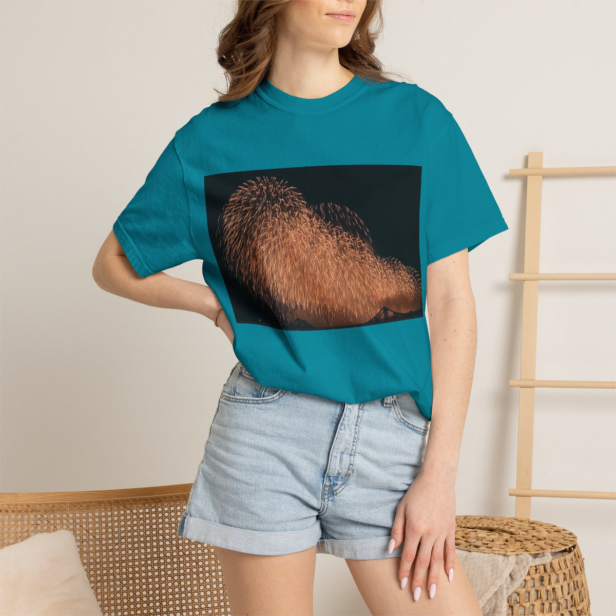 不死鳥のごとき大輪の華Tシャツ（2026年版） — 日本三大花火の街、2026年、長生橋、復興祈願の巨大花火