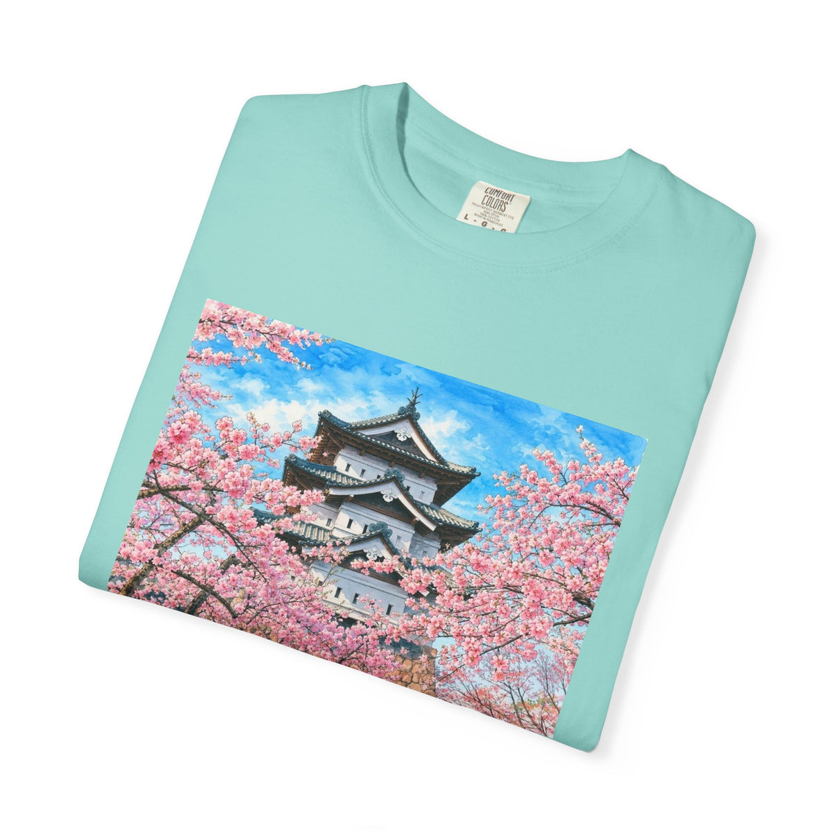 弘前城と桜 Tシャツ｜日本の春風景｜ユニセックス コットンTシャツ
