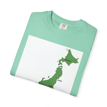 日本列島マップ Tシャツ｜主要都市入り｜Japan Map｜ユニセックス コットンTシャツ