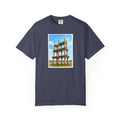 三内丸山遺跡 Tシャツ｜大型掘立柱建物｜縄文文化デザイン｜ユニセックス コットンTシャツ