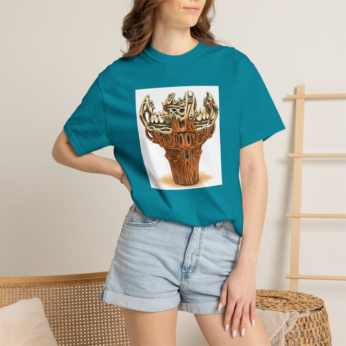 火焔型土器 Tシャツ｜縄文文化デザイン｜ユニセックス コットンTシャツ