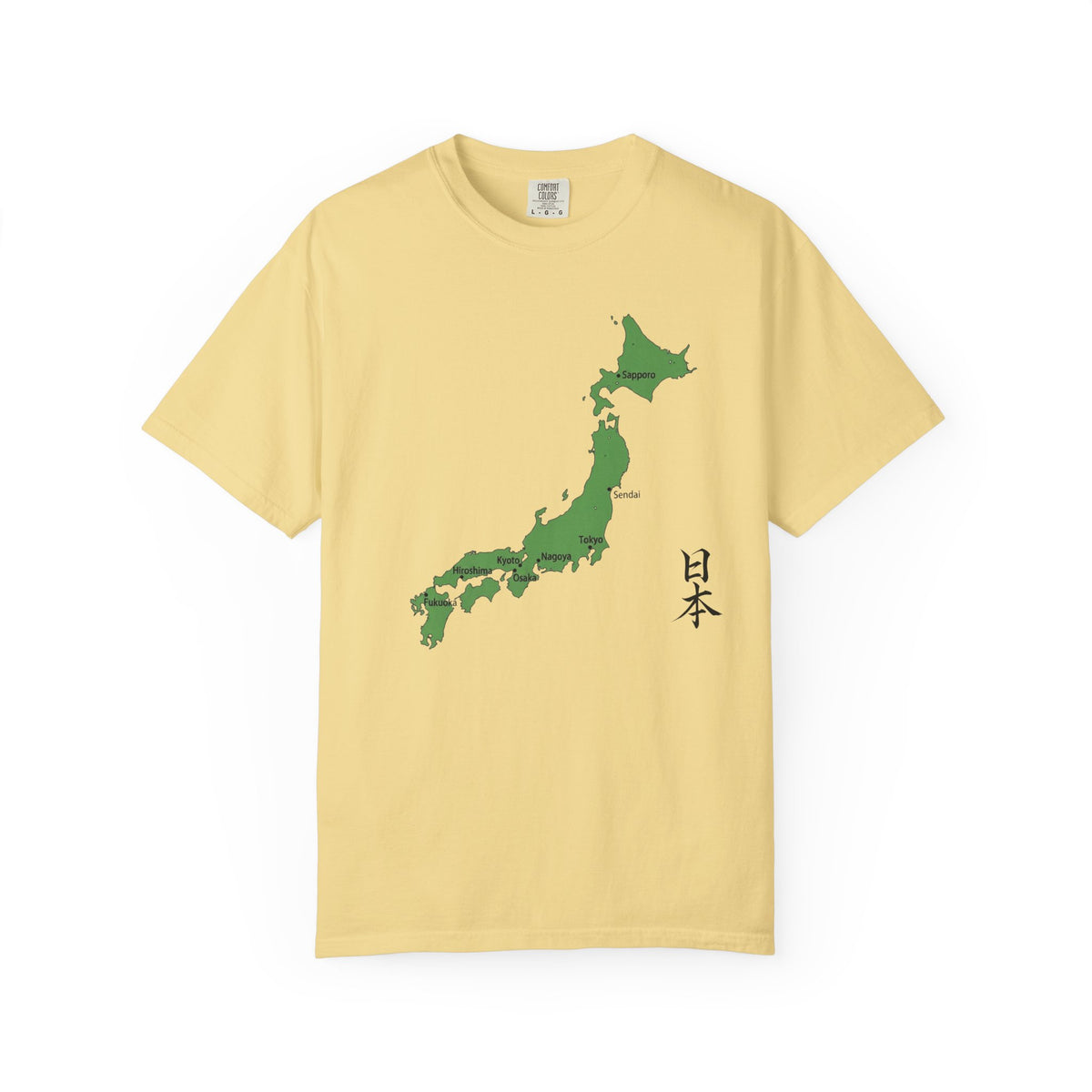 日本列島マップ Tシャツ｜主要都市入り｜Japan Map｜日本｜ユニセックス コットンTシャツ