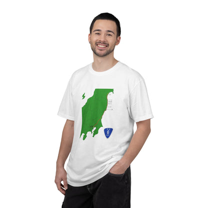 国道６号線 日本橋～仙台ルートマップ Tシャツ｜ユニセックス コットンTシャツ