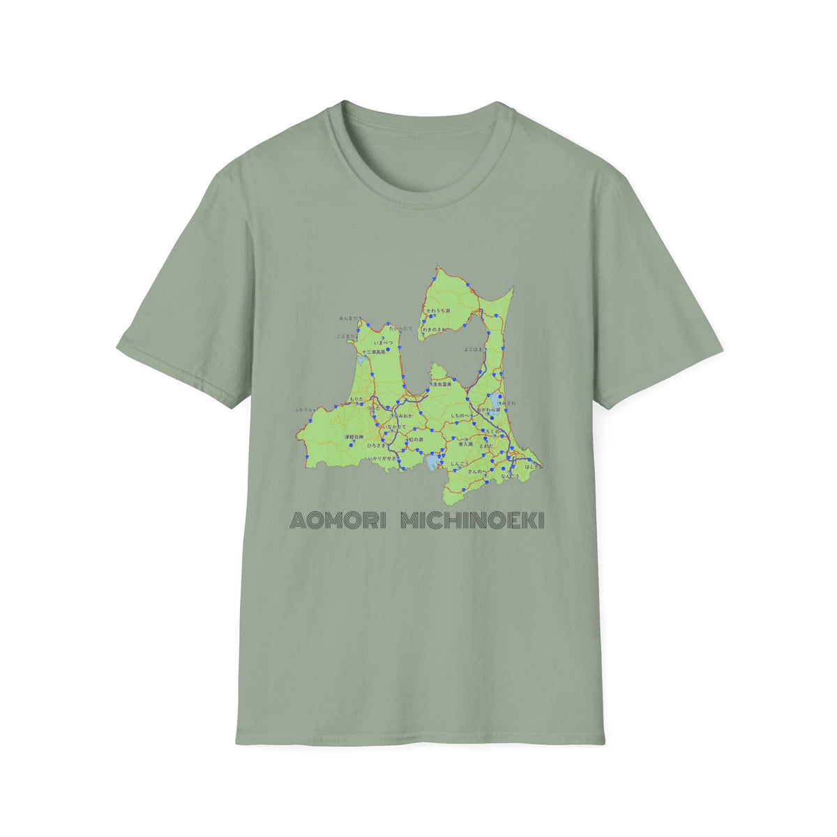 Aomori Michi-no-Eki Map T-Shirt | All 28 Roadside Stations