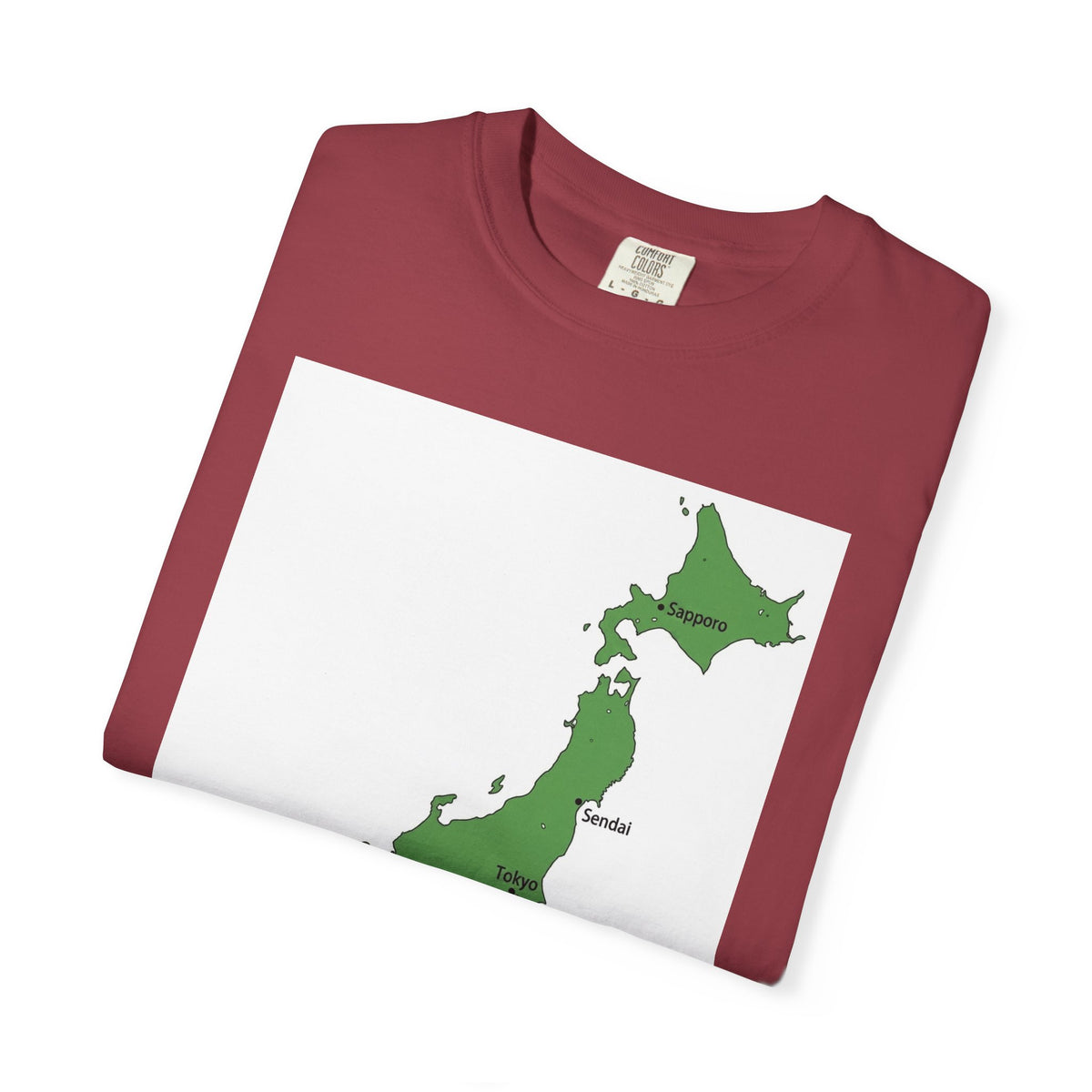 日本列島マップ Tシャツ｜主要都市入り｜Japan Map｜ユニセックス コットンTシャツ