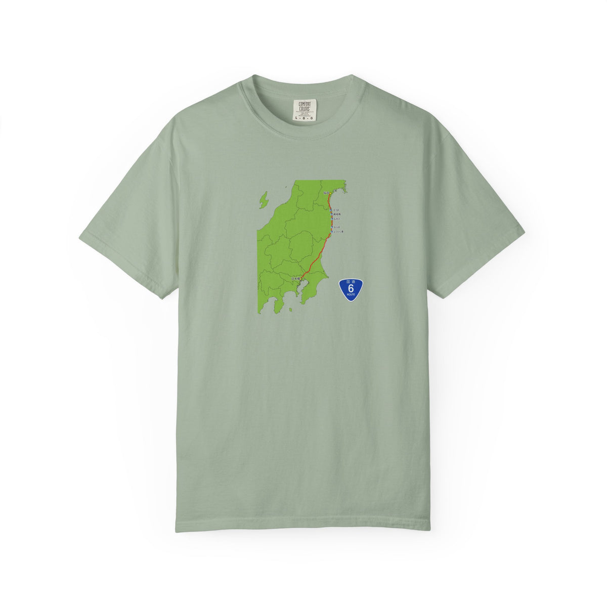 国道６号線 日本橋～仙台ルートマップ Tシャツ｜ユニセックス コットンTシャツ