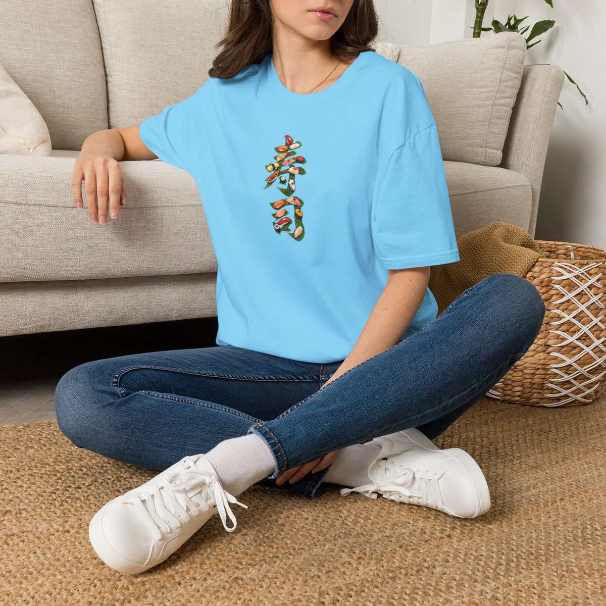 寿司 Tシャツ｜大葉と寿司で描いた漢字デザイン