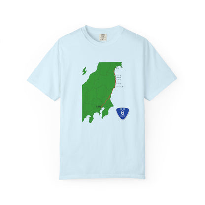 国道６号線 日本橋～仙台ルートマップ Tシャツ｜ユニセックス コットンTシャツ